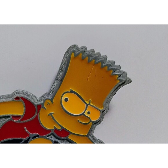 VTG 90’S AUTHENTIC PRODUCT MADE IN USA BART SIMPSON METAL ENAMELED BELT BUCKLE - Picture 2 of 5
